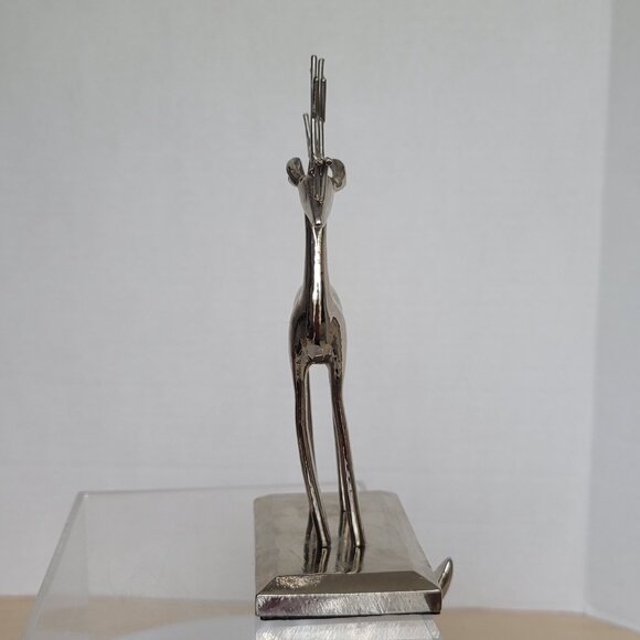 Reindeer Christmas Silver Tone Stocking Holder Hanger Mantel Decoration Set of 2 - Picture 7 of 16